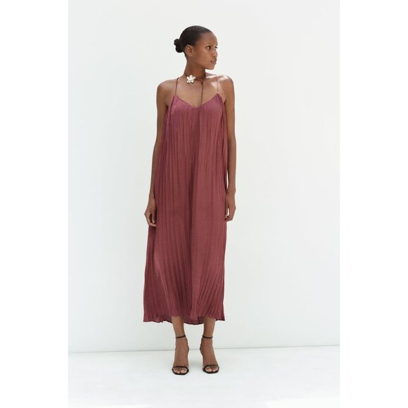 Zara Marsala Satin Effect Slip Dress - Picture 4 of 9